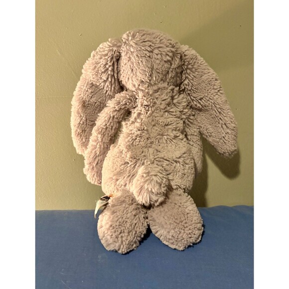 Jellycat London Grey Bashful Bunny Easter Stuffed Toy Floppy Ears Pink Nose - Picture 2 of 5